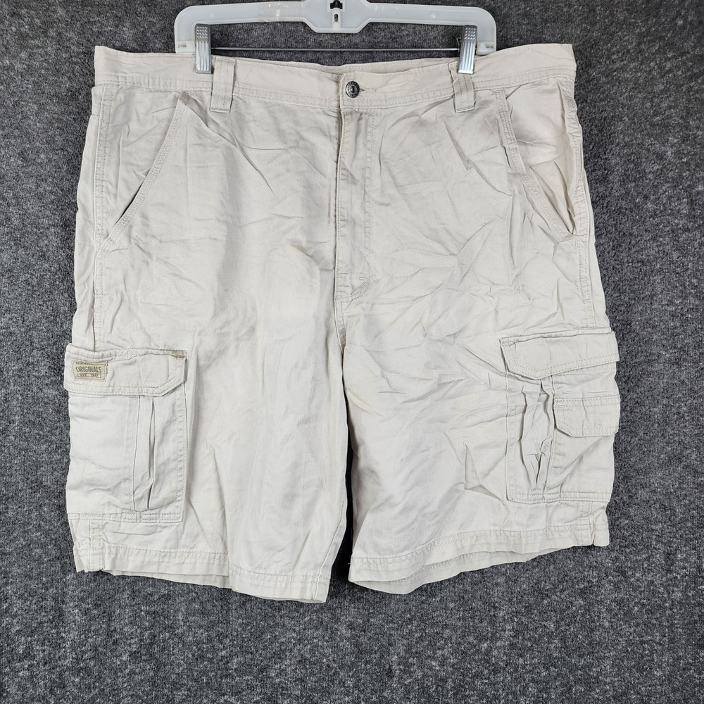 Wrangler Originals Cargo Shorts Mens 40 Tan Khaki Cotton Twill Multi-Pocket